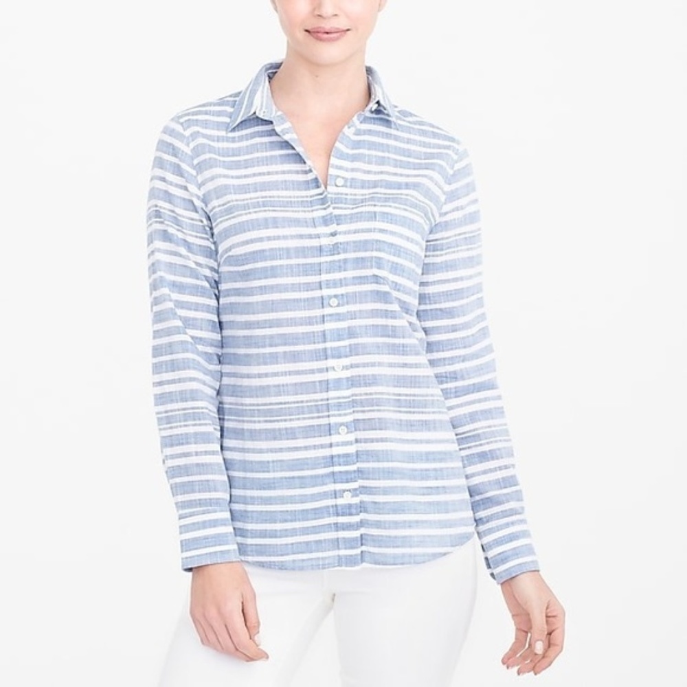J. Crew Striped Gauze Boy Shirt Size S NWT